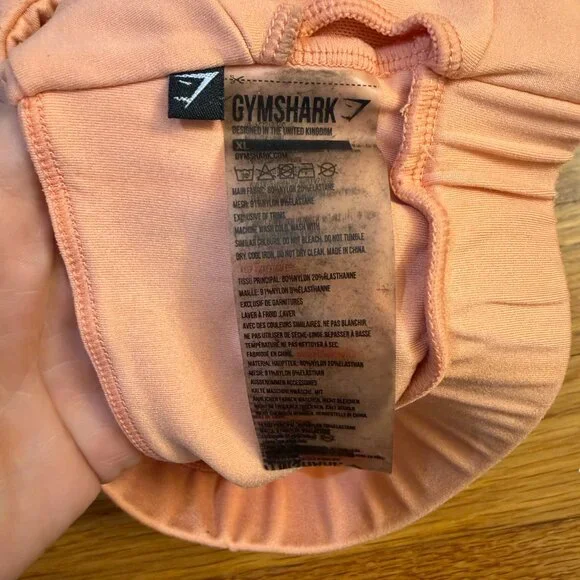 Gymshark V-neck Mesh Panel Sports Bra Peachy/Orange - Size XL Y-Back - Picture 6 of 6